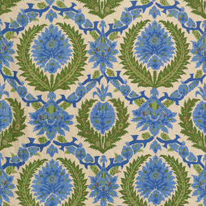 Brunschwig & Fils Fabric Zenobia Linen Print Canton Blue/Green