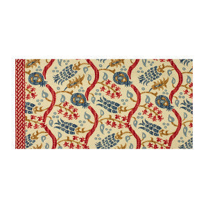 Brunschwig & Fils Fabric Nisiotiko Linen Print Pomegranate/Oxford Blue