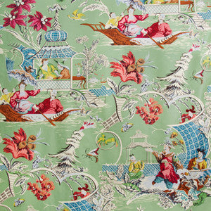 Brunschwig & Fils Fabric Pillement Glazed Chintz Green