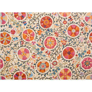 Brunschwig & Fils Fabric Dzhambul Cotton And Linen Print Raspberry Orange