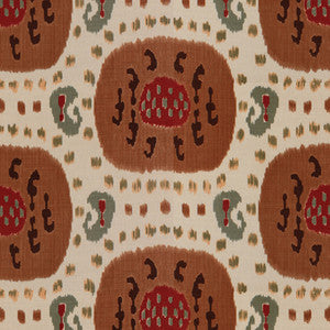 Brunschwig & Fils Fabric Samarkand Cotton And Linen Print Brown On Beige