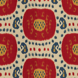 Brunschwig & Fils Fabric Samarkand Cotton And Linen Print Pompeian Red/Oxford Blue