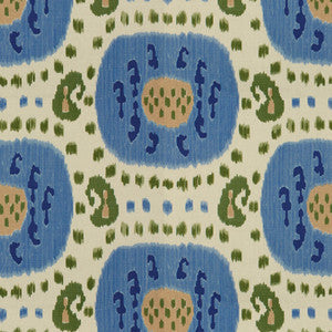 Brunschwig & Fils Fabric Samarkand Cotton And Linen Print Canton Blue/Green