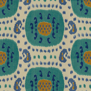 Brunschwig & Fils Fabric Samarkand Cotton And Linen Print Aqua/Blue
