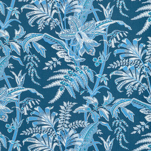 Brunschwig & Fils Fabric Seychelles Cotton Print Navy