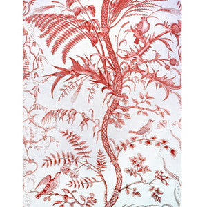 Brunschwig & Fils Fabric Bird And Thistle Cotton Print Red