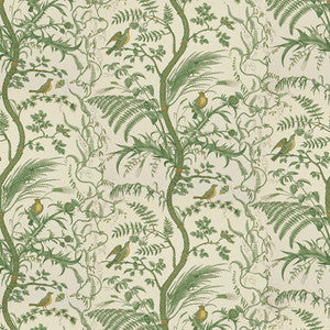 Brunschwig & Fils Fabric Bird And Thistle Cotton Print Green