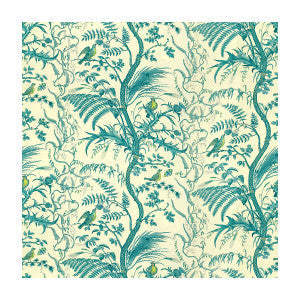 Brunschwig & Fils Fabric Bird And Thistle Cotton Print Aqua
