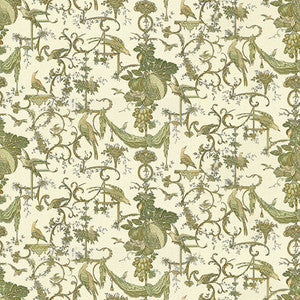 Brunschwig & Fils Fabric Kininvie Cotton Print Leaf On White
