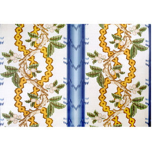 Brunschwig & Fils Fabric Josselin Cotton And Linen Print Lagoon And Ochre