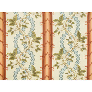 Brunschwig & Fils Fabric Josselin Cotton And Linen Print Rust And Blue