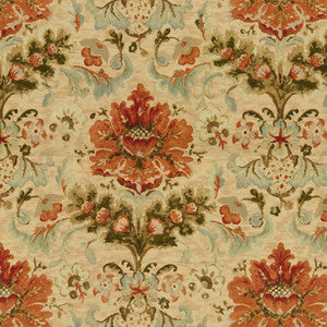 Brunschwig & Fils Fabric Windsor Damask Cotton & Linen Print Copper On Sand