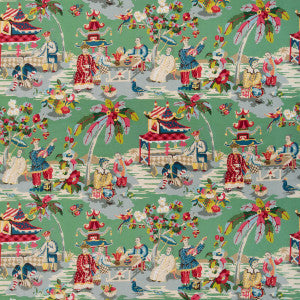 Brunschwig & Fils Fabric Xian Linen & Cotton Print Jade