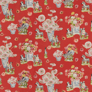 Brunschwig & Fils Fabric GillianZebras Linen & Cotton Print Flame