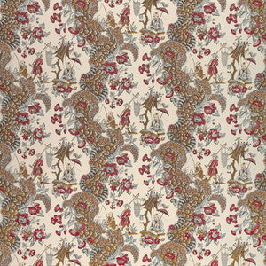 Brunschwig & Fils Fabric Les Pecheurs Cotton Print C Rimson With Blue