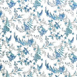 Brunschwig & Fils Fabric EdithReverie Cotton Print Camaieu Blue