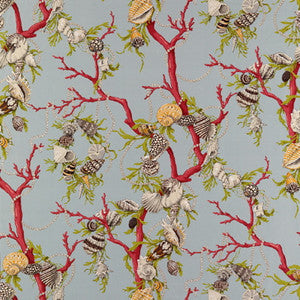 Brunschwig & Fils Fabric Aphrodites Treasures Linen & Cotton Print Aquamarine