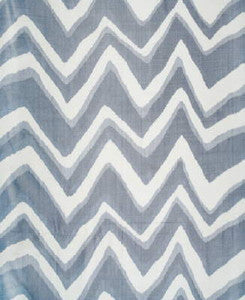 Brunschwig & Fils Fabric Chevron Bar Silk Warp Print Marine
