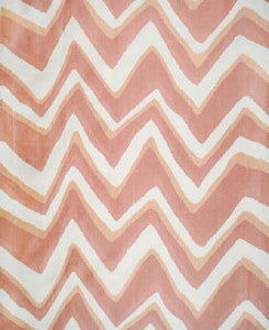 Brunschwig & Fils Fabric Chevron Bar Silk Warp Print Coral