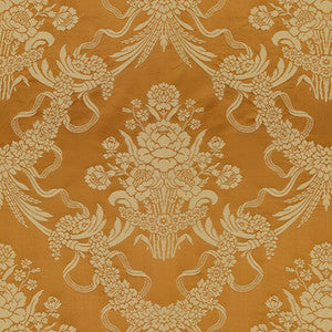 Brunschwig & Fils Fabric Charlieu Lampas Cognac/Ivoire