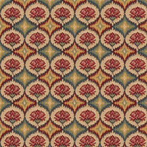 Brunschwig & Fils Fabric Fabienne Woven Tapestry Red Blue