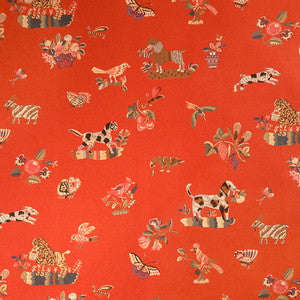 Brunschwig & Fils Fabric Animalitos Woven Tapestry Tomato