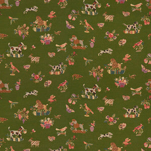 Brunschwig & Fils Fabric Animalitos Woven Tapestry Patio Green