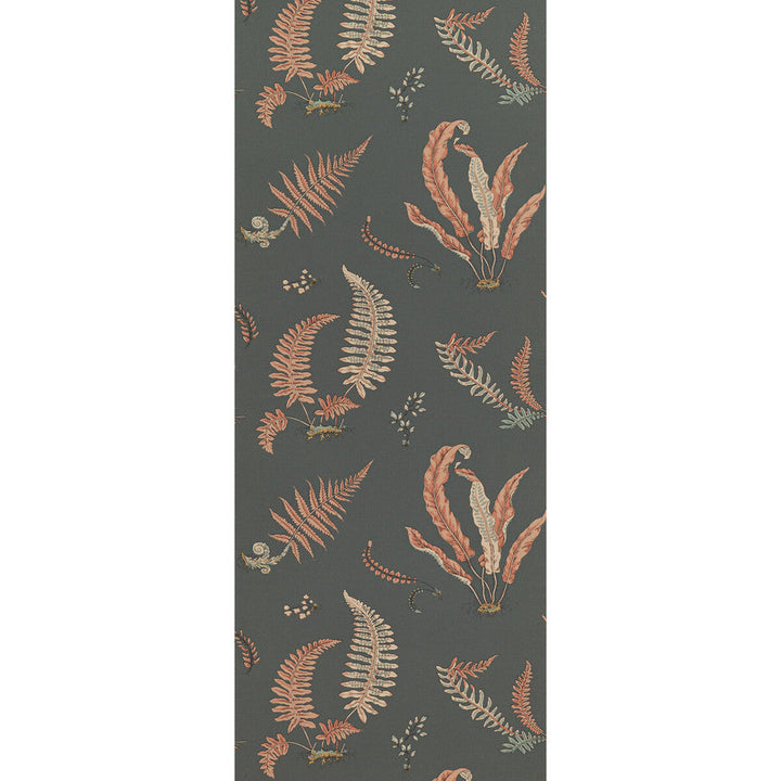 Ferns Coral/Charcoal by G P & J Baker Designer Wallcovering SIGNATURE II WALLPAPERS NON WOVEN - 100% United Kingdom Horizontal: 20.488 and Vertical: 20.882 20.488 - Swanky Fabrics -