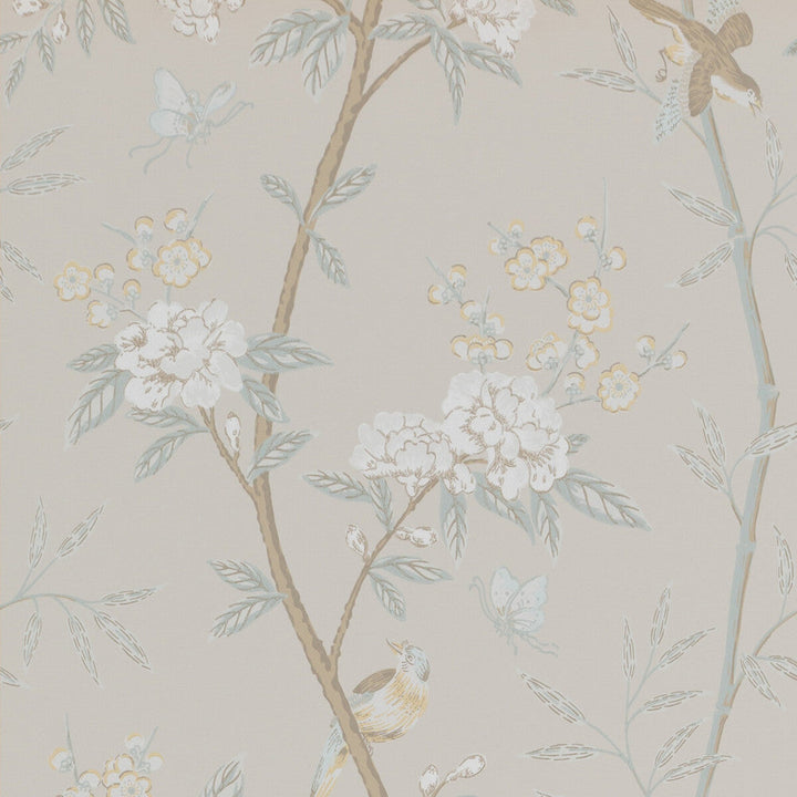 Peony & Blossom Soft Aqua by G P & J Baker Designer Wallcovering LANGDALE NON WOVEN - 100% United Kingdom Horizontal: 20.488 and Vertical: 25.61 20.488 - Swanky Fabrics -