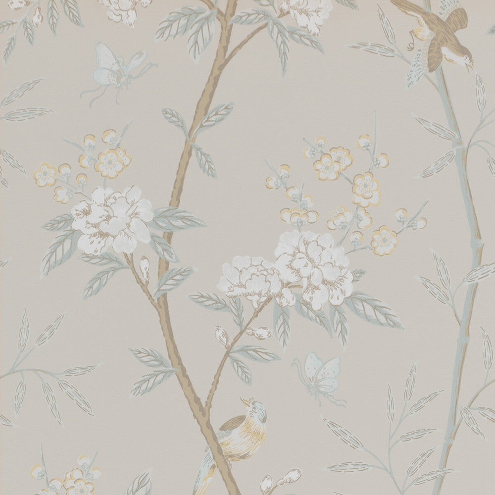 Peony & Blossom Soft Aqua by G P & J Baker Designer Wallcovering LANGDALE NON WOVEN - 100% United Kingdom Horizontal: 20.488 and Vertical: 25.61 20.488 - Swanky Fabrics -