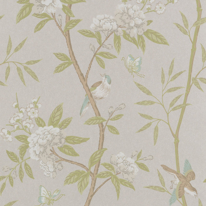 Peony & Blossom Ivory/Willow by G P & J Baker Designer Wallcovering LANGDALE NON WOVEN - 100% United Kingdom Horizontal: 20.488 and Vertical: 25.61 20.488 - Swanky Fabrics -