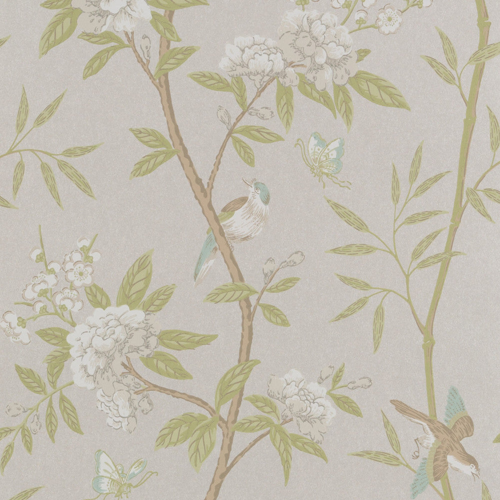 Peony & Blossom Ivory/Willow by G P & J Baker Designer Wallcovering LANGDALE NON WOVEN - 100% United Kingdom Horizontal: 20.488 and Vertical: 25.61 20.488 - Swanky Fabrics -