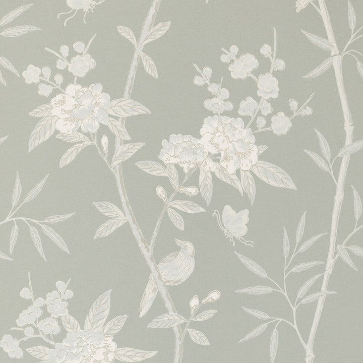 Peony & Blossom Soft Blue by G P & J Baker Designer Wallcovering SIGNATURE NON WOVEN - 100% United Kingdom Horizontal: 20.488 and Vertical: 25.61 20.488 - Swanky Fabrics -