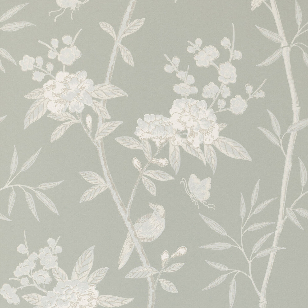 Peony & Blossom Soft Blue by G P & J Baker Designer Wallcovering SIGNATURE PAPER - 100% United Kingdom - Horizontal: 20.488 and Vertical: 25.61 20.488 - Swanky Fabrics -