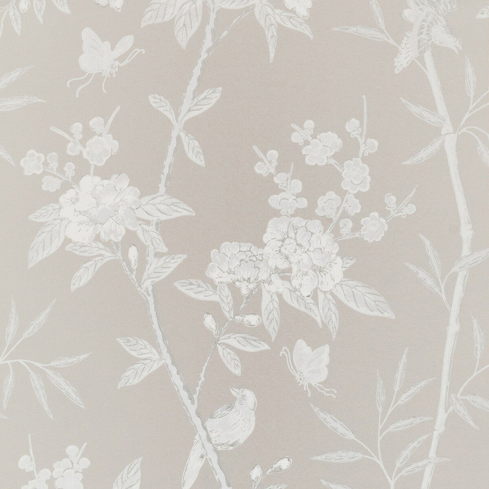 Peony & Blossom Soft Grey by G P & J Baker Designer Wallcovering SIGNATURE NON WOVEN - 100% United Kingdom Horizontal: 20.488 and Vertical: 25.61 20.488 - Swanky Fabrics -