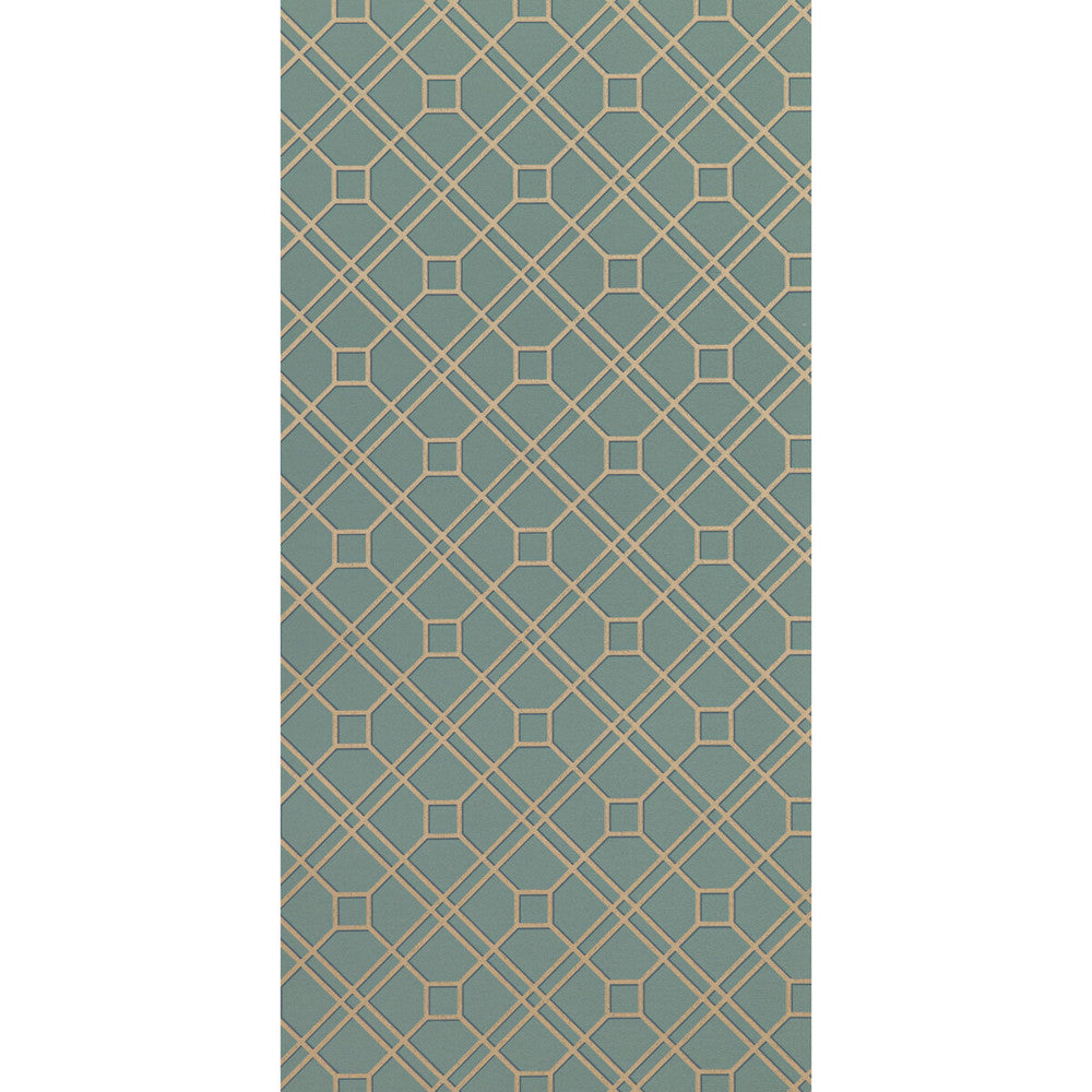 Langdale Trellis Teal/Bronze by G P & J Baker Designer Wallcovering SIGNATURE II WALLPAPERS NON WOVEN - 100% United Kingdom Horizontal: 20.488 and Vertical: 6.895 20.488 - Swanky Fabrics -
