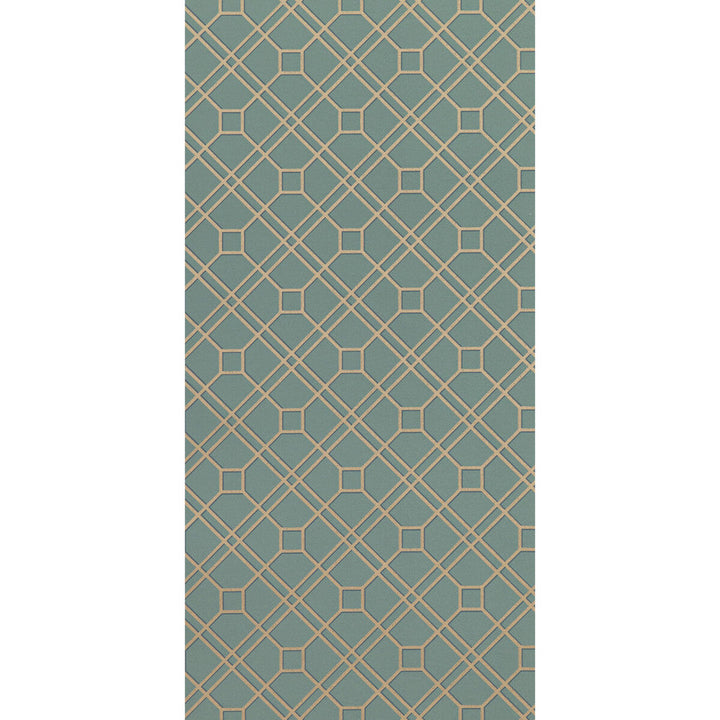 Langdale Trellis Teal/Bronze by G P & J Baker Designer Wallcovering SIGNATURE II WALLPAPERS PAPER - 100% United Kingdom - Horizontal: 20.488 and Vertical: 6.895 20.488 - Swanky Fabrics -