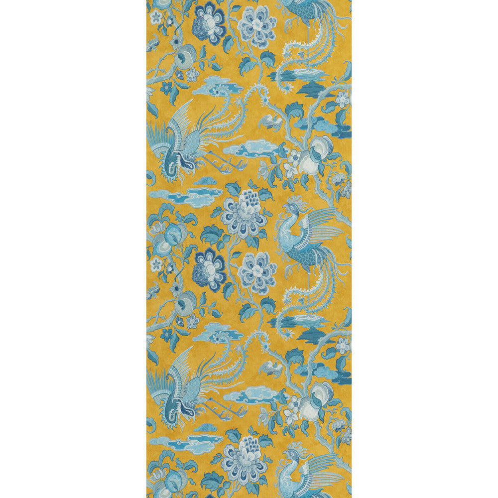 Chifu Ochre/Blue by G P & J Baker Designer Wallcovering SIGNATURE II WALLPAPERS NON WOVEN - 100% United Kingdom Horizontal: 20.488 and Vertical: 24.034 20.488 - Swanky Fabrics -