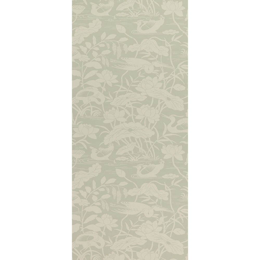 Heron & Lotus Flower Aqua by G P & J Baker Designer Wallcovering SIGNATURE II WALLPAPERS PAPER - 100% United Kingdom - Horizontal: 20.488 and Vertical: 25.216 20.488 - Swanky Fabrics -