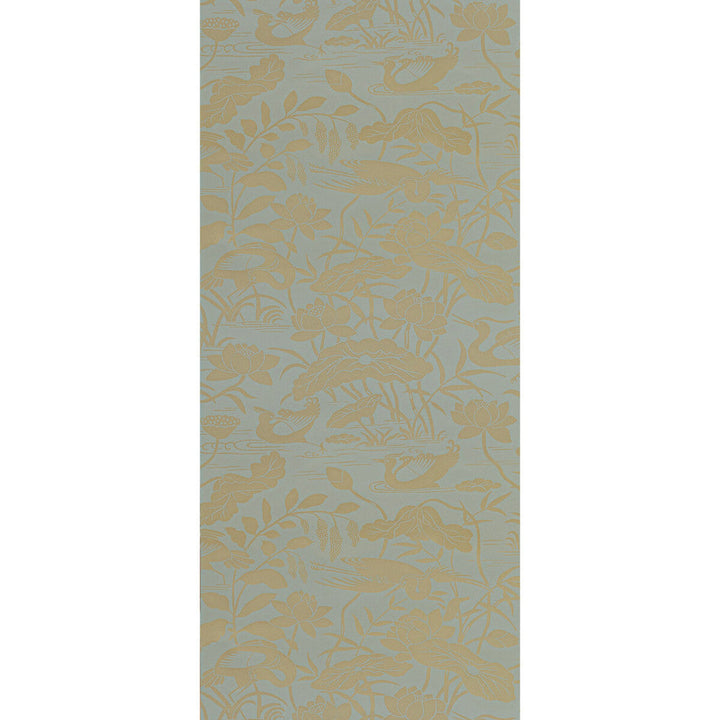 Heron & Lotus Flower Eucalyptus by G P & J Baker Designer Wallcovering SIGNATURE II WALLPAPERS PAPER - 100% United Kingdom - Horizontal: 20.488 and Vertical: 25.216 20.488 - Swanky Fabrics -