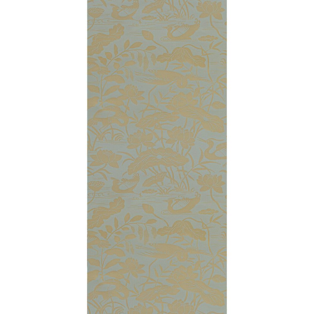 Heron & Lotus Flower Eucalyptus by G P & J Baker Designer Wallcovering SIGNATURE II WALLPAPERS NON WOVEN - 100% United Kingdom Horizontal: 20.488 and Vertical: 25.216 20.488 - Swanky Fabrics -