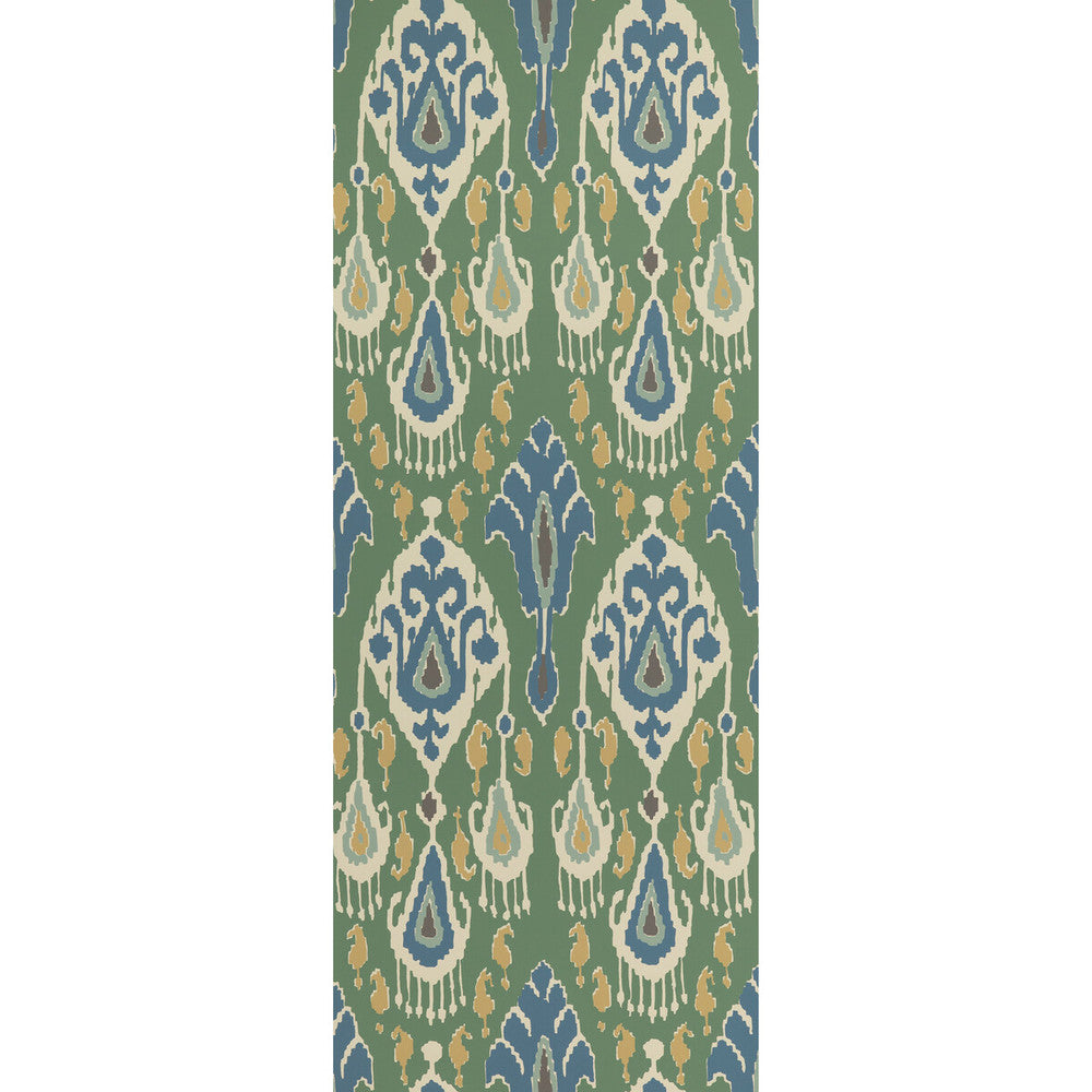 Ikat Bokhara Emerald by G P & J Baker Designer Wallcovering SIGNATURE II WALLPAPERS NON WOVEN - 100% United Kingdom Horizontal: 20.488 and Vertical: 25.216 20.488 - Swanky Fabrics -
