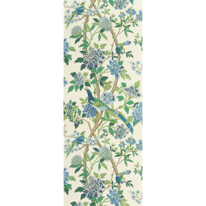 G P & J Baker Wallpaper Hydrangea Bird Emerald/Blue
