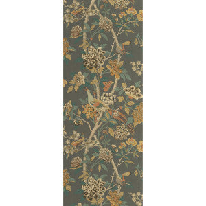 G P & J Baker Wallpaper Hydrangea Bird Charcoal/Sienna