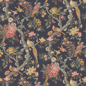 G P & J Baker Wallpaper Eltham Charcoal/Jewel