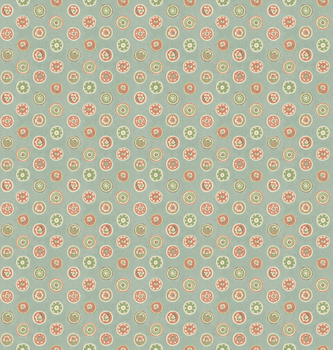 G P & J Baker Wallcovering Aqua/Red