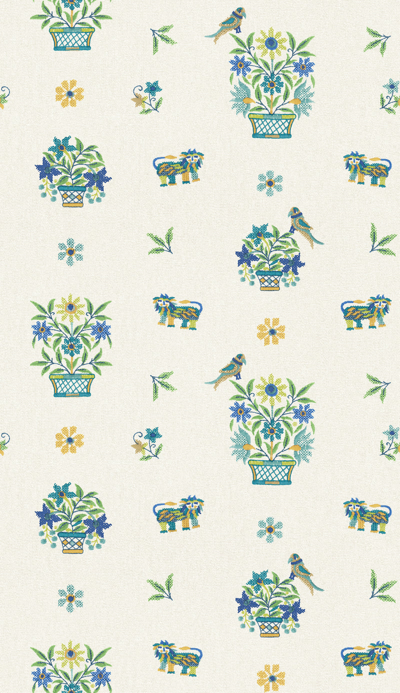 G P & J Baker Wallcovering Blue/Green