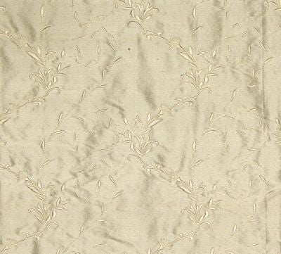 Honeysuckle Embroidery Ivory BY07022010 by Old World Weavers Designer Fabric 100% SILK INDIA LIGHT DUTY Horizontal: 5.5" and Vertical: 7" 54 - Swanky Fabrics -