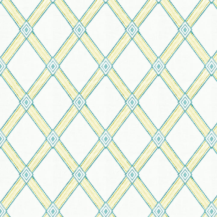 Catchy 2 Jasmine by Stout Designer Fabric COLOR MY WINDOW SPA/SHORELINE 73%COT 27%POL %VEMB INDIA Horizontal: 6.750 and Vertical: 9.250 53.5 in - Swanky Fabrics -