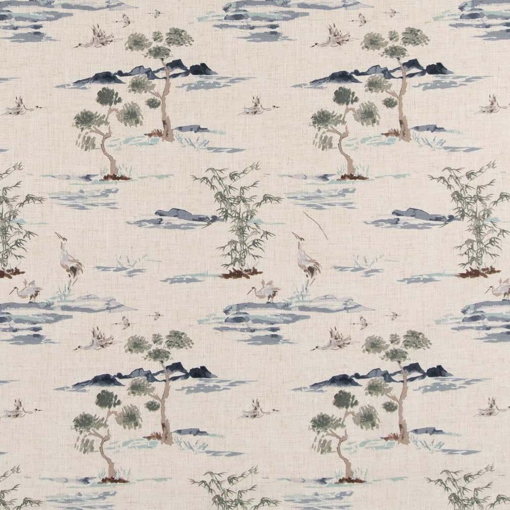 CB800-347 by Charlotte Designer Fabric Shades of Navy 95% Polyester, 5% Linen Asia Exceeds 100,000 Wyzenbeek Rubs </p><p>Repeat: Horizontal 14" x Vertical 17.5" 54 Inches - Swanky Fabrics -